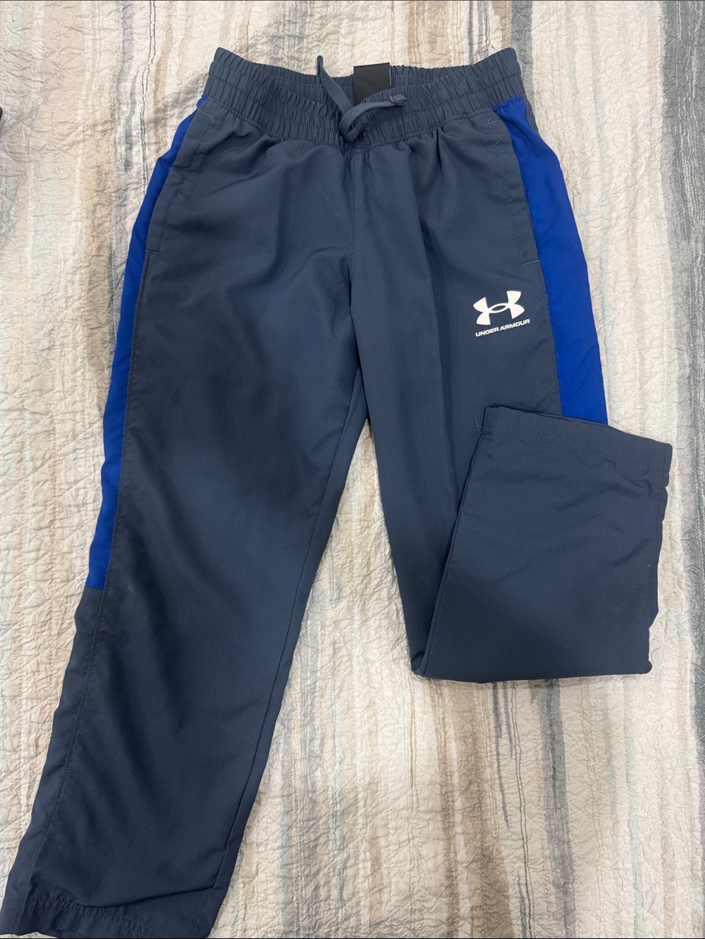 Under Armour Boys Navy Joggers with Royal Blue Side Panels